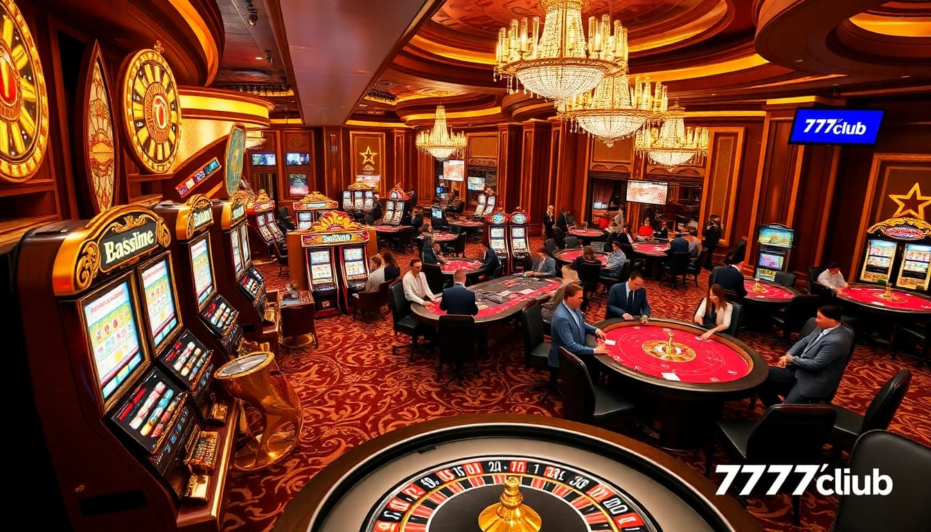 Gamblers enjoying high-stakes games at 789club casino, showcasing excitement and luxury.