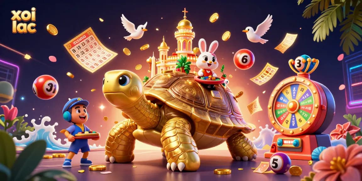 Xoi lac offers thrilling lottery games with colorful balls and vibrant casino atmosphere.