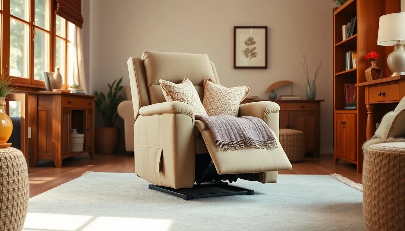 Enhance your comfort with this stylish power lift chair in a cozy living room setting.
