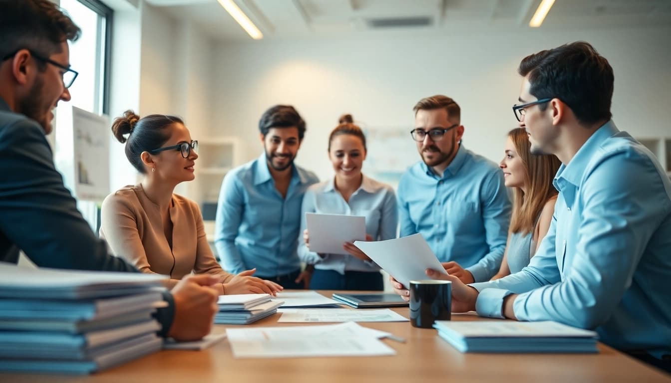 Certification help providers collaborating in a professional office for effective learning.
