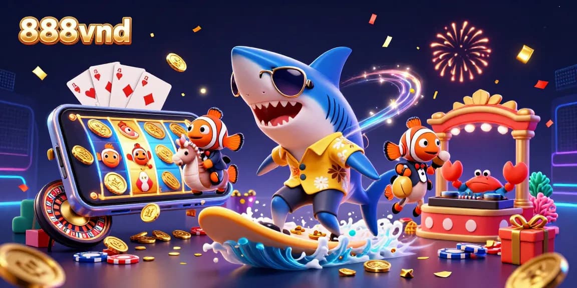 Experience thrilling action at 888vnd with a captivating underwater casino scene featuring unique characters.