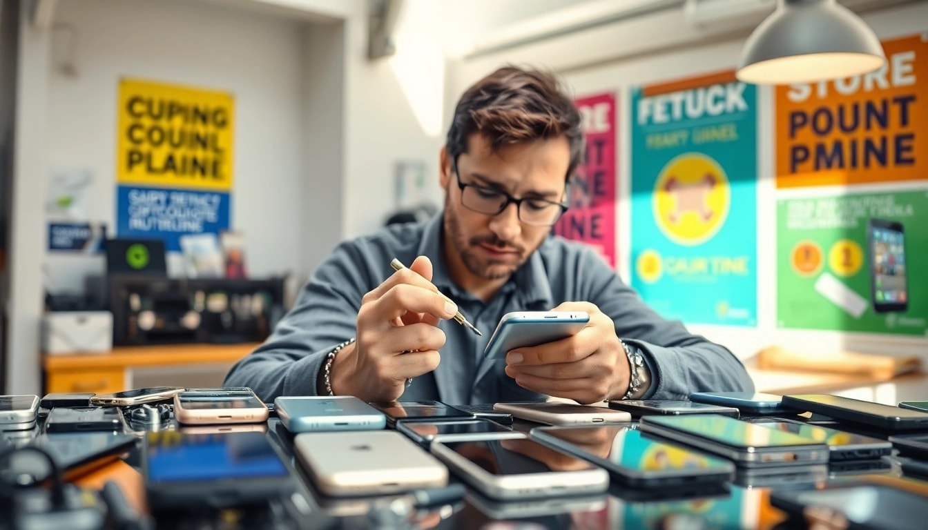 Examine Cash For Phones Shannon Hills AR services with expert technicians actively assisting customers.