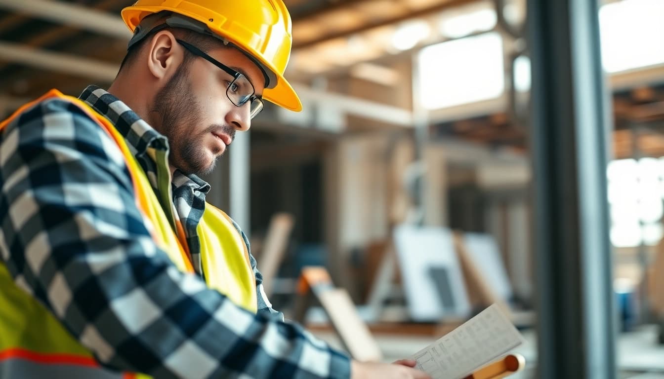 Contractor apprenticeship training in action on a construction site.