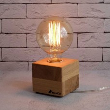Светильник из дуба с круглой лампой Эдисона