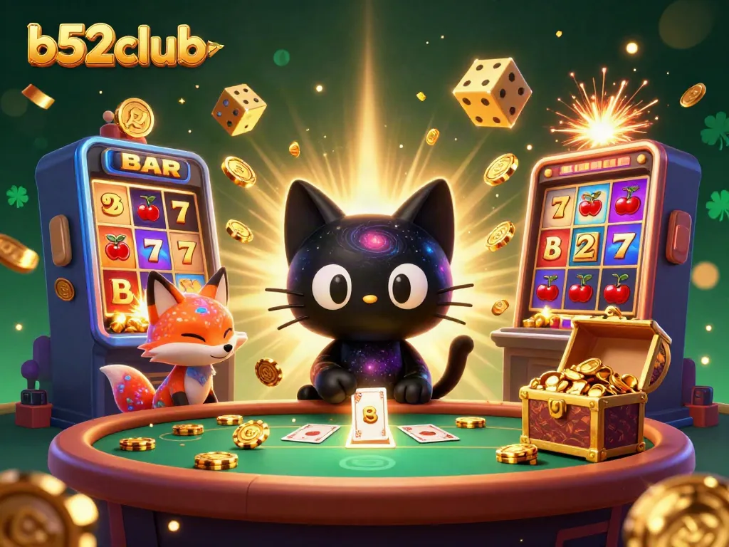 Experience winning moments at b52clubb with a vibrant cosmic casino scene bursting with excitement.