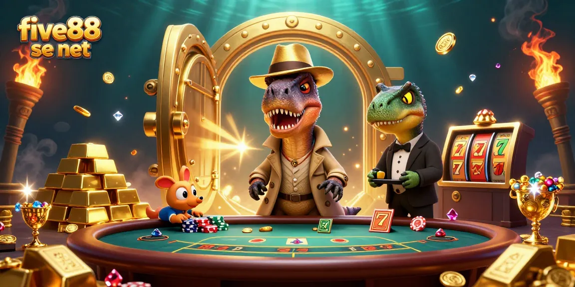 Join the excitement at five88 se net's blackjack table featuring fun prehistoric characters.