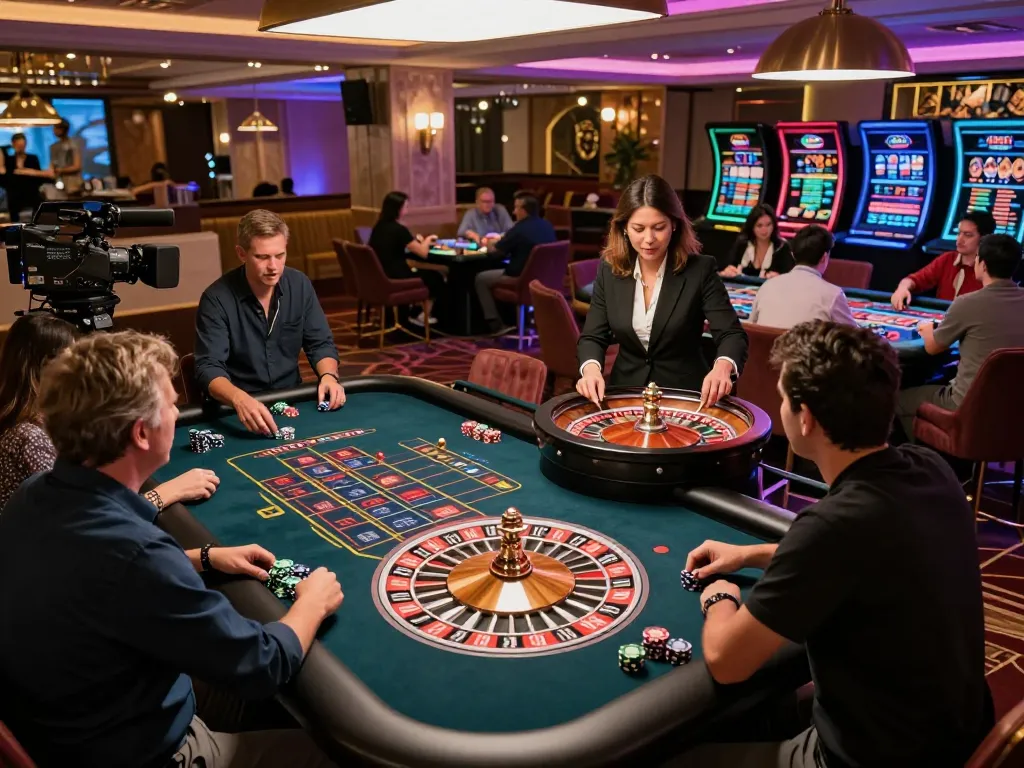 Live action at a roulette table with players betting at 77WIN casino.
