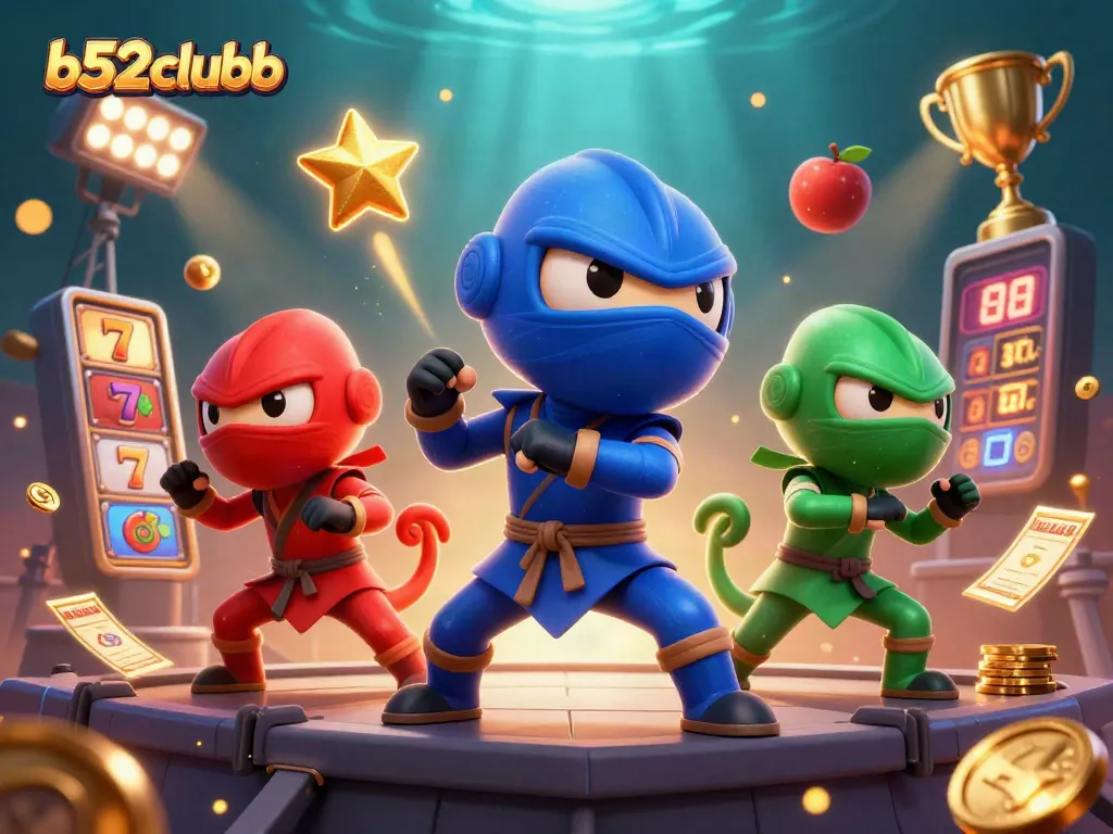 Win big at b52clubb with a vibrant illustration of dynamic slot gaming action.