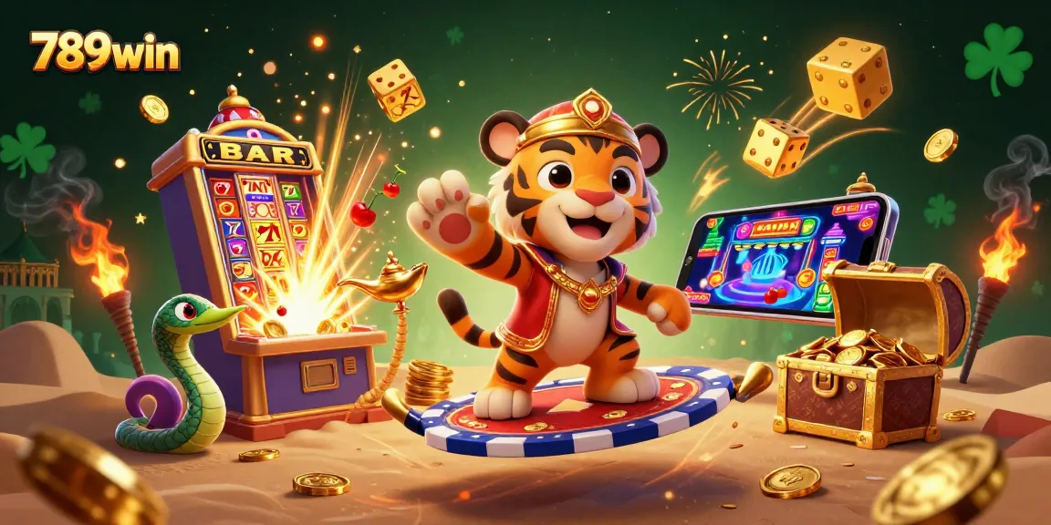 Engage with the vibrant world of 789win, showcasing a thrilling jackpot explosion and magical casino elements.