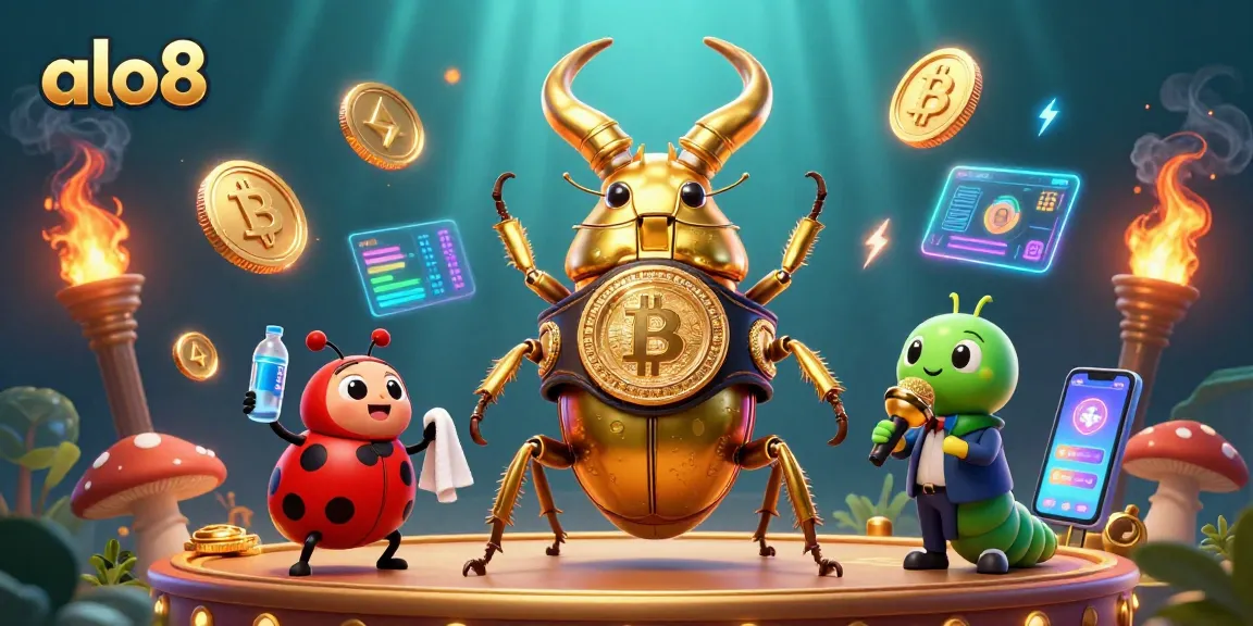 Engage with the thrilling world of alo8 as a giant golden stag beetle faces off in a dynamic boxing ring.