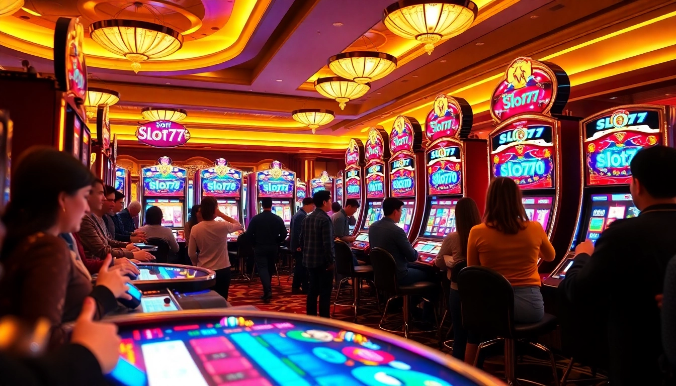 Players enjoying thrilling slot777 experiences in a vibrant casino environment with exciting visuals.