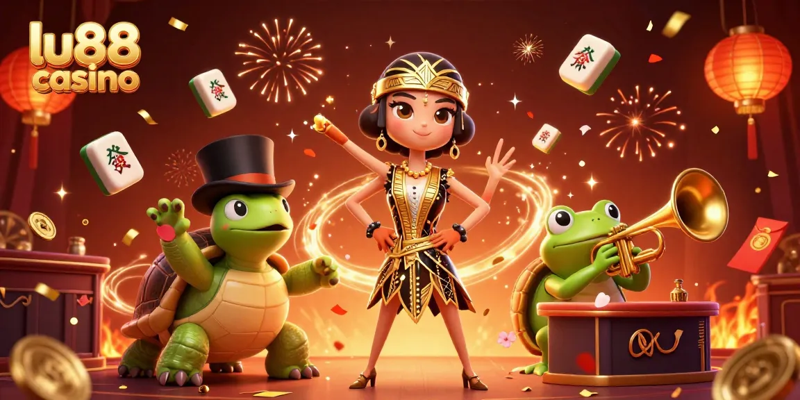 Experience fun at lu88 casino with vibrant 3D characters and festive gaming elements.