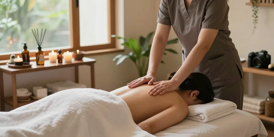 Professional 관악구출장마사지 therapy session in a calming wellness studio.