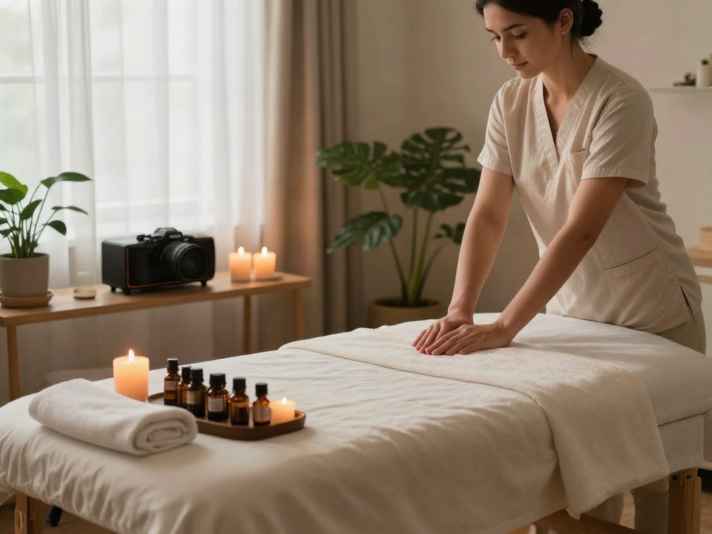 Dynamic 동작출장안마 massage setting with inviting atmosphere and relaxation elements.