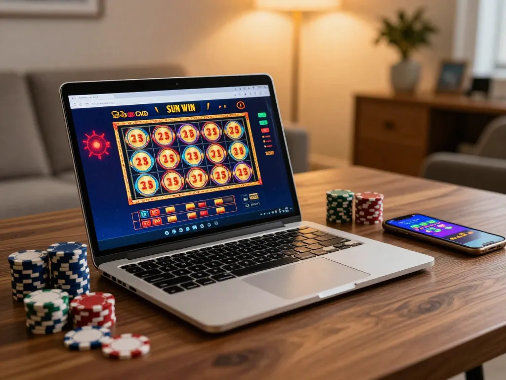 SUN WIN online gaming experience showcases engaged player betting on exciting slot games.