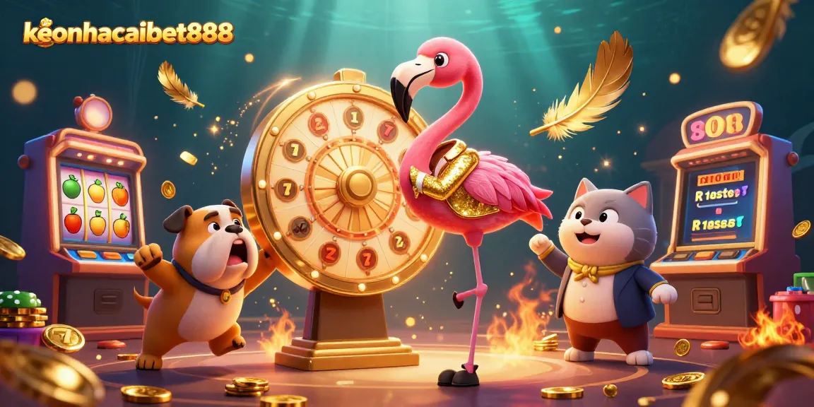 Experience the thrill at keonhacaibet888 with a lively casino scene featuring colorful characters and exciting games.