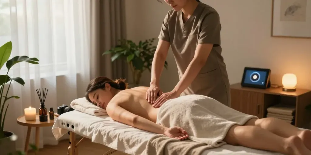 동작구출장안마 therapeutic massage in a tranquil home setting with ambiance and comfort.