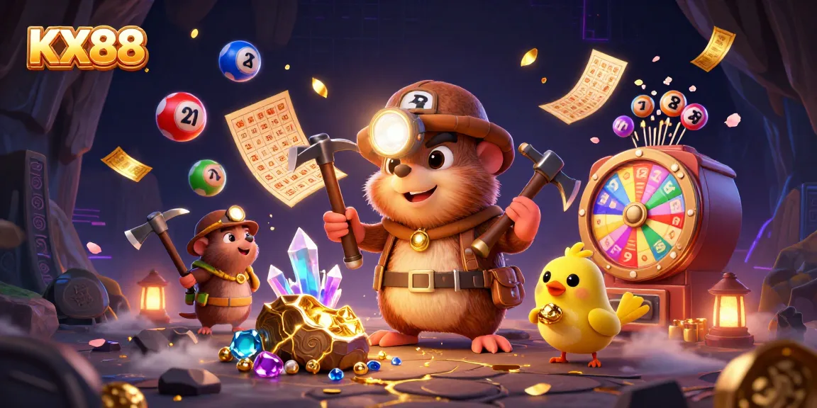 Experience thrilling winnings with KX88 in this vibrant lottery and jackpot-inspired scene.