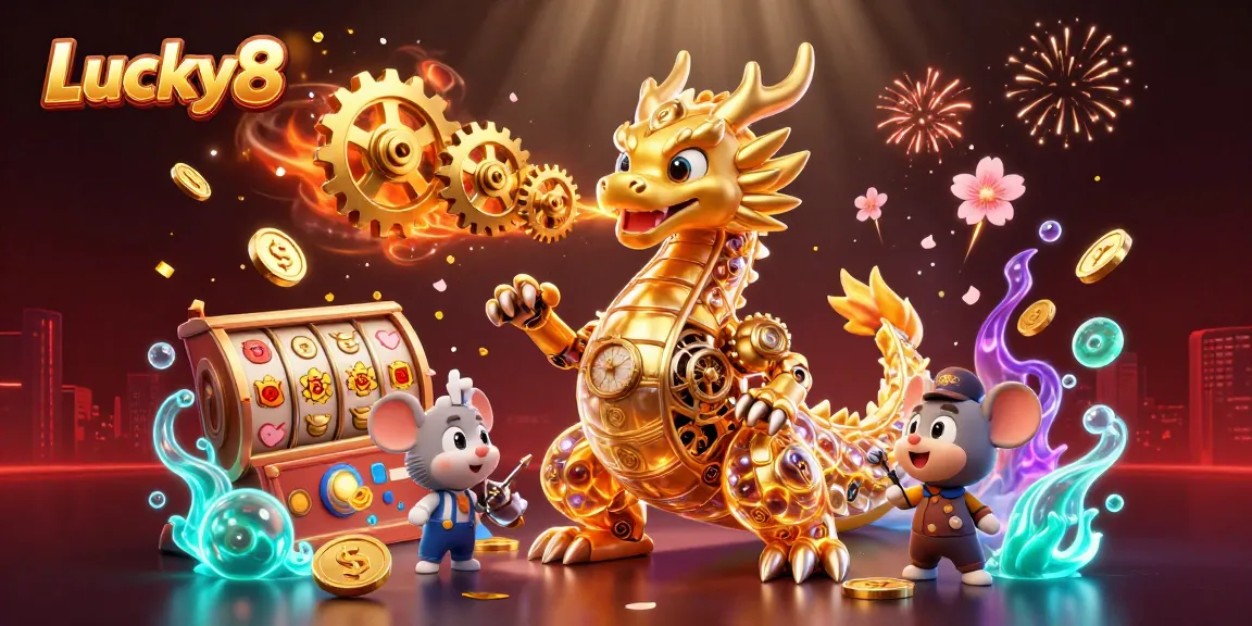 Experience thrilling gameplay with Lucky8's vibrant 3D casino illustration featuring immersive elements.