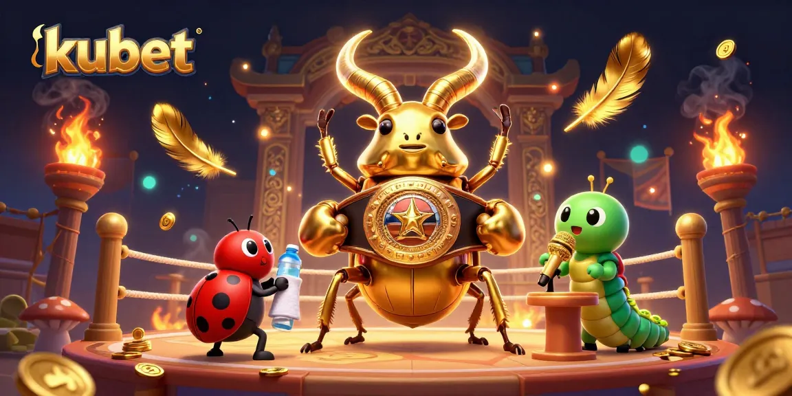 Experience kubet's thrilling casino action with a giant beetle boxing champion in a vibrant 3D scene.