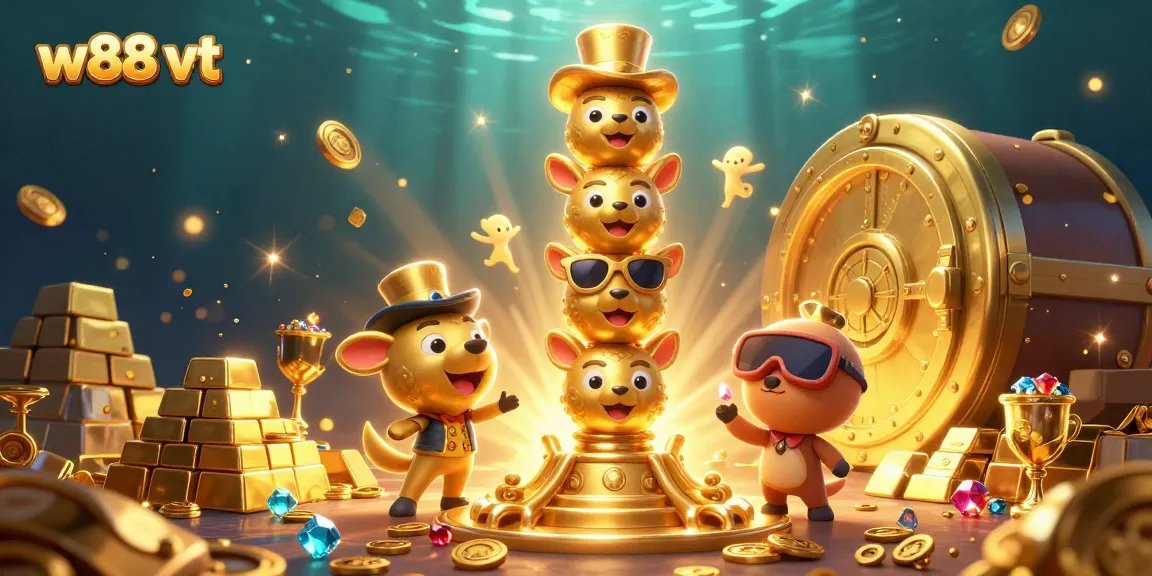 Cá cược tại w88 vt với hình ảnh totem vàng đầy màu sắc và kho báu rực rỡ