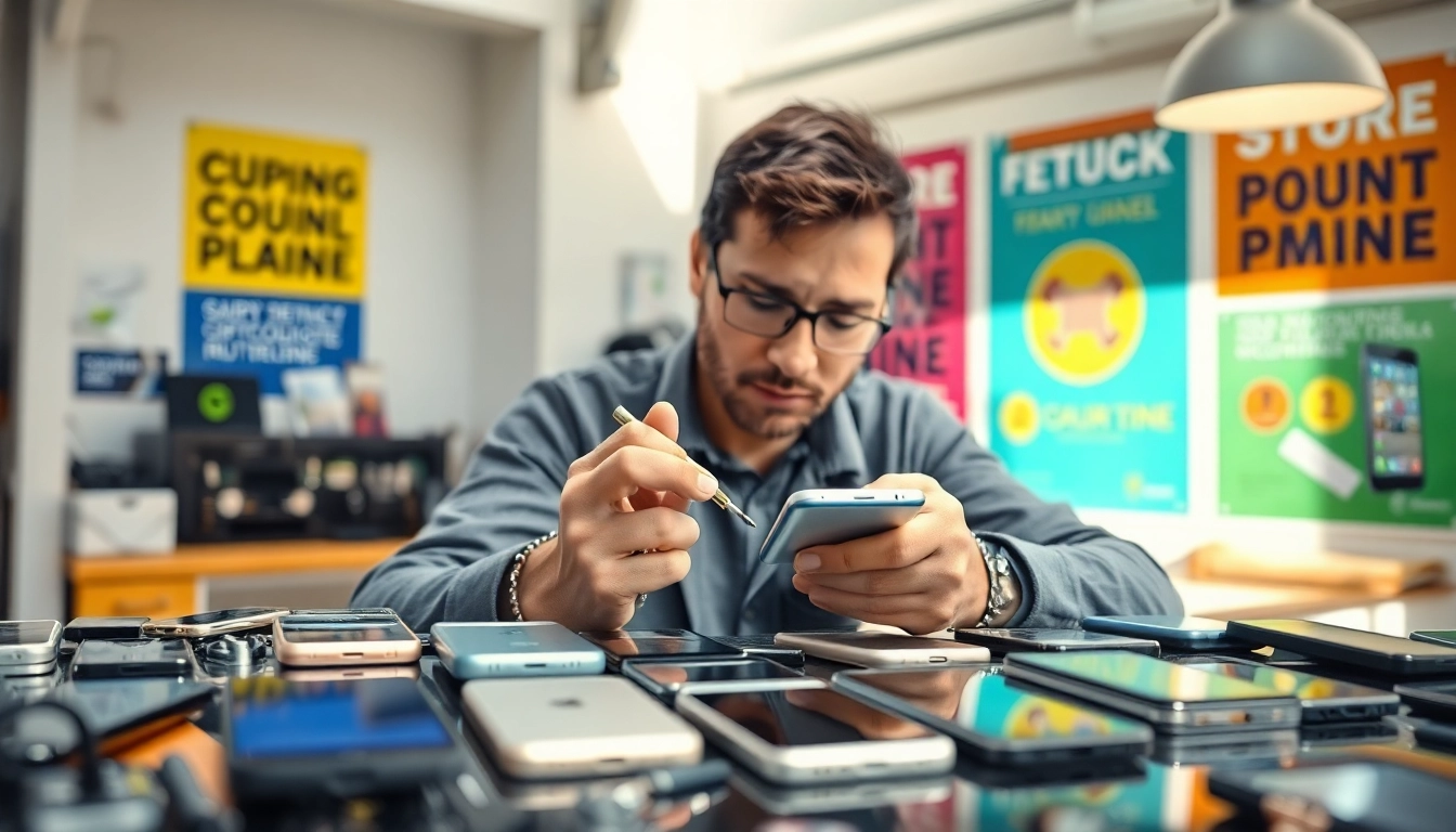 Examine Cash For Phones Shannon Hills AR services with expert technicians actively assisting customers.