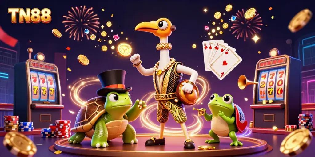Experience the excitement of TN88 casino with vibrant characters and dynamic gaming elements.