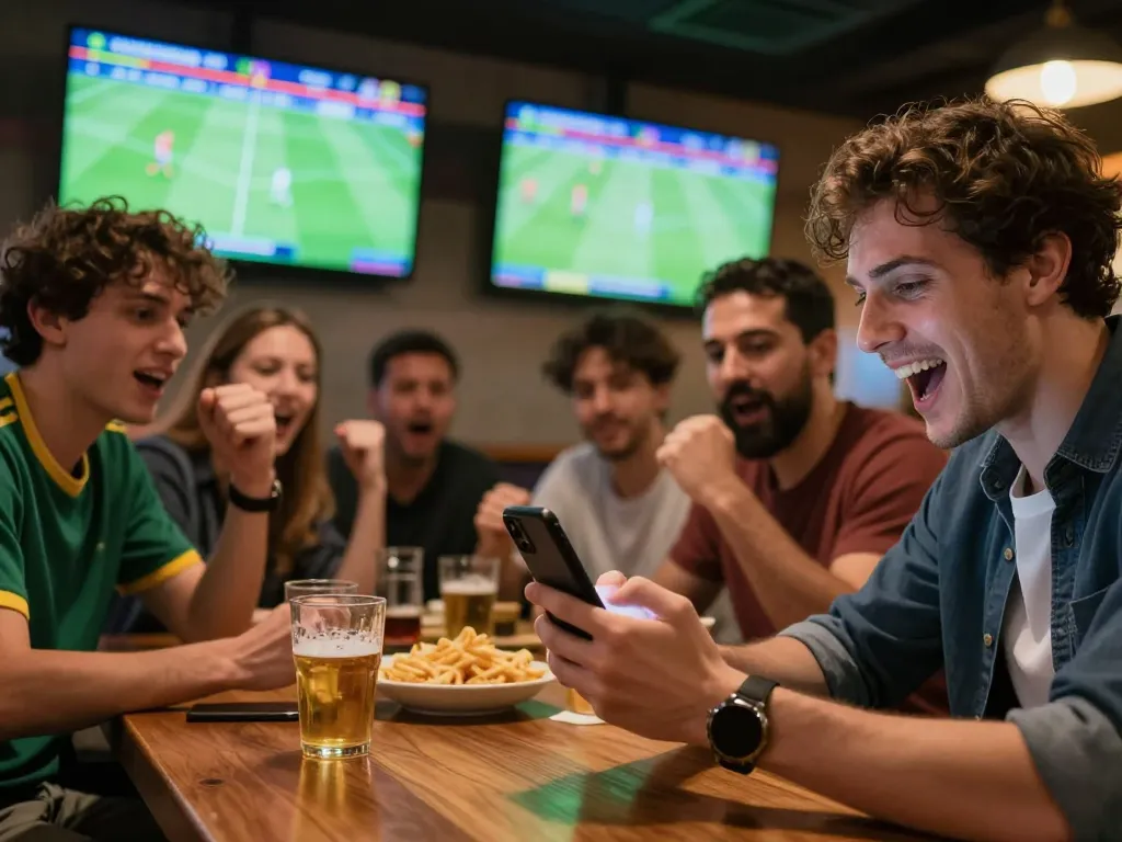 Using soccer tips for smart betting while enjoying live matches at a sports bar.