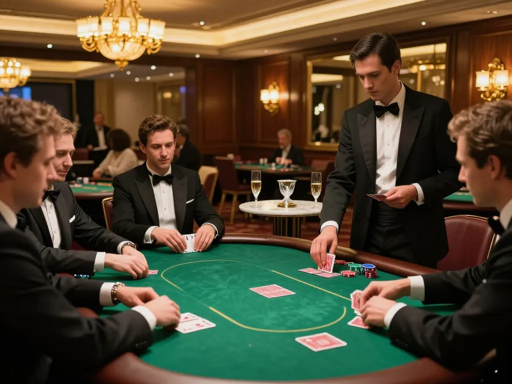 VIPWin79 players enjoying strategic poker action in a luxurious high-end casino setting.
