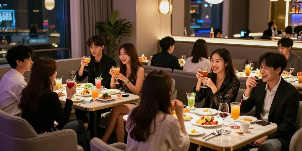 강남구구단에서 즐거운 모임을 갖고 있는 친구들