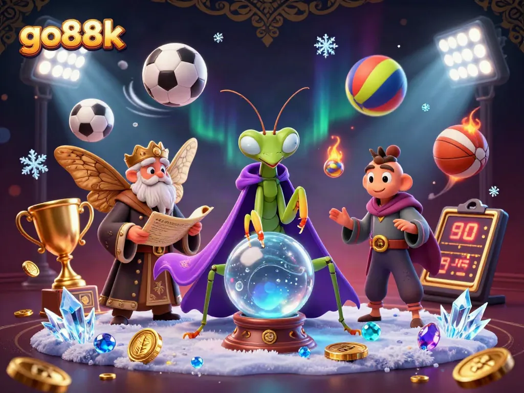 Experience the thrilling world of go88k with dynamic sports elements and mystical characters in a vibrant casino scene.