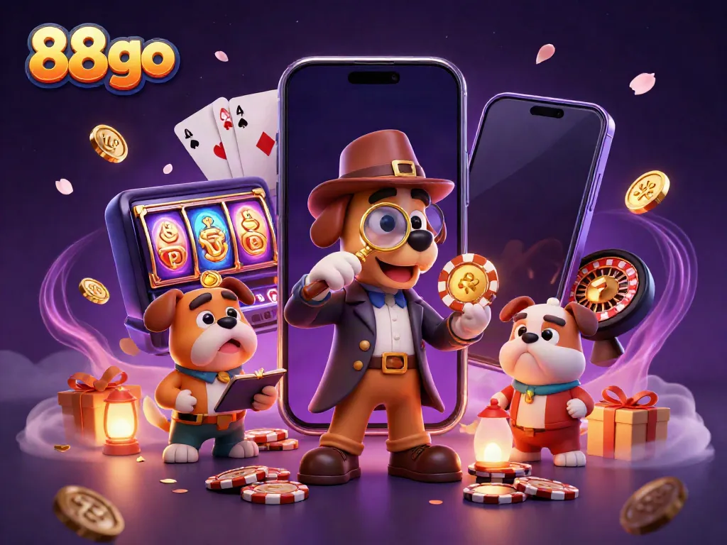 Experience thrilling action with 88go gaming as the detective uncovers poker secrets amidst vibrant casino elements.