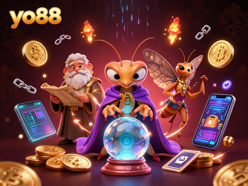 yo88 offers a mystical gambling experience with fortune teller, coins, and tech elements.