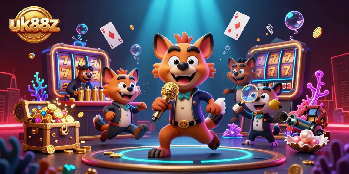 uk88z hyenas perform comedy with casino games in a lively underwater scene.