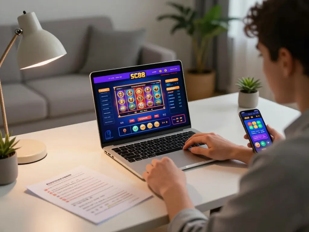Engaging online player accessing SC88 for casino gaming strategies.