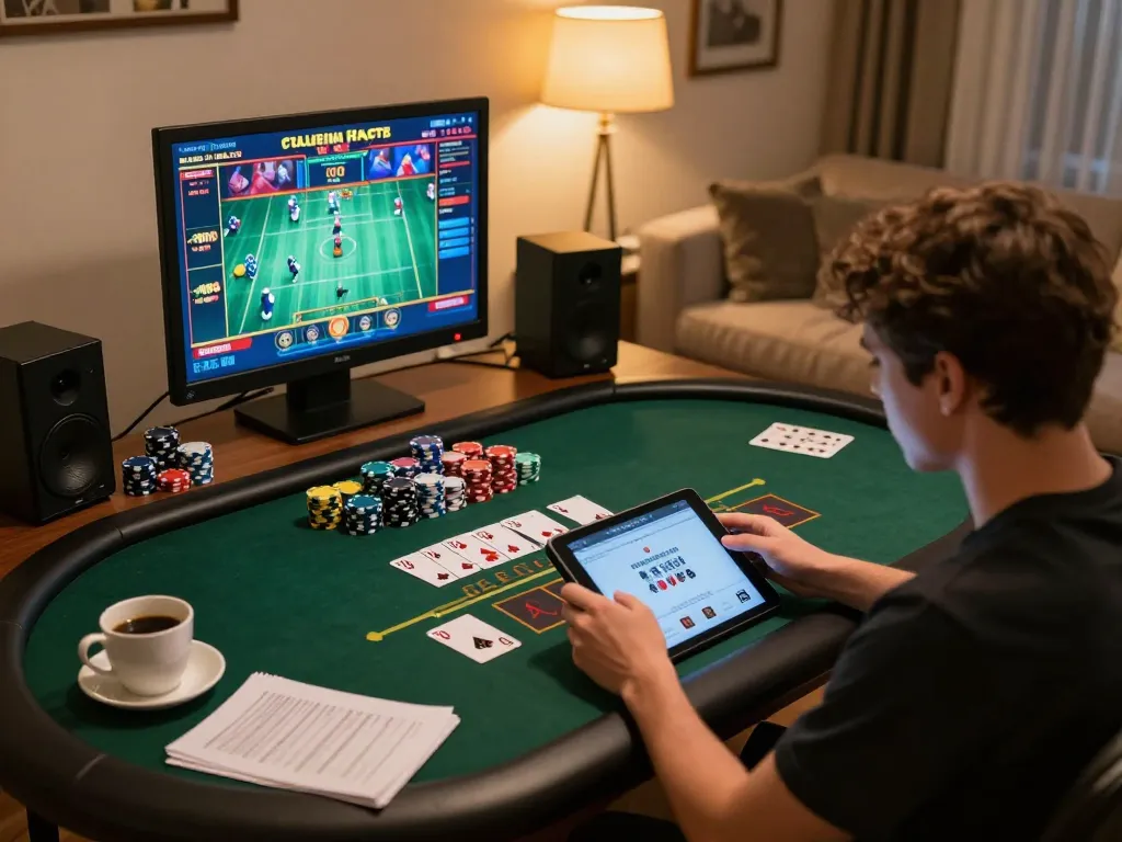 Engaging online casino gameplay with fun88cd on tablet, strategic notes visible