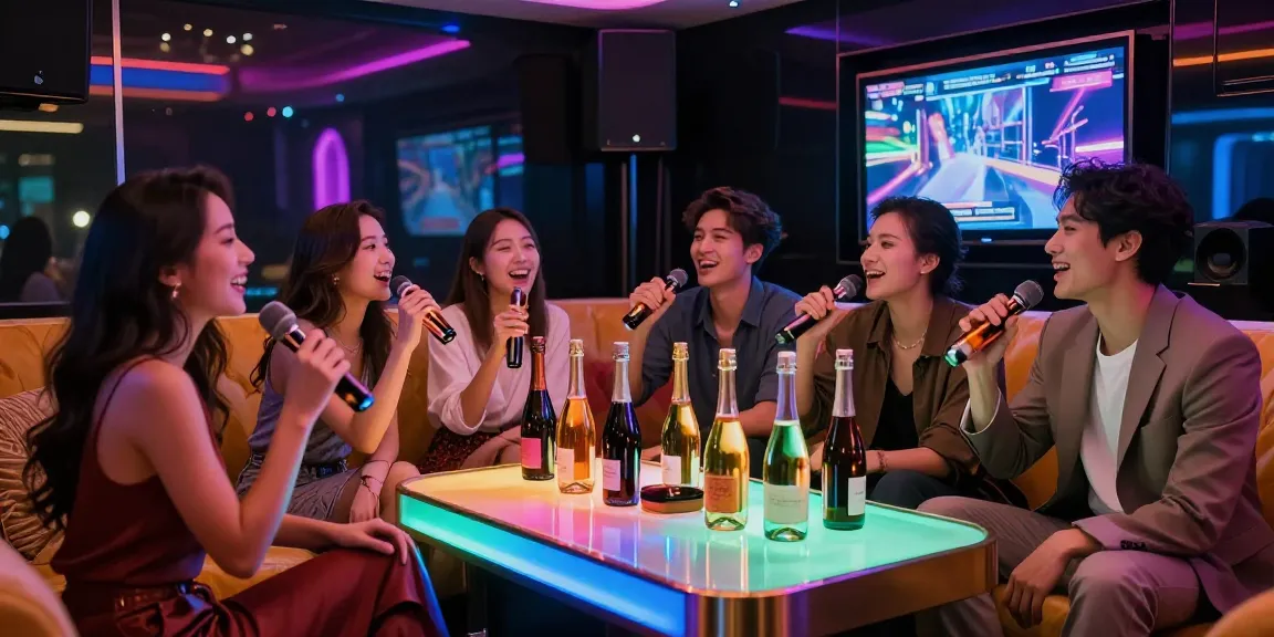 강남 세이렌의 프리미엄 카라오케 라운지에서 즐거운 시간을 보내는 친구들