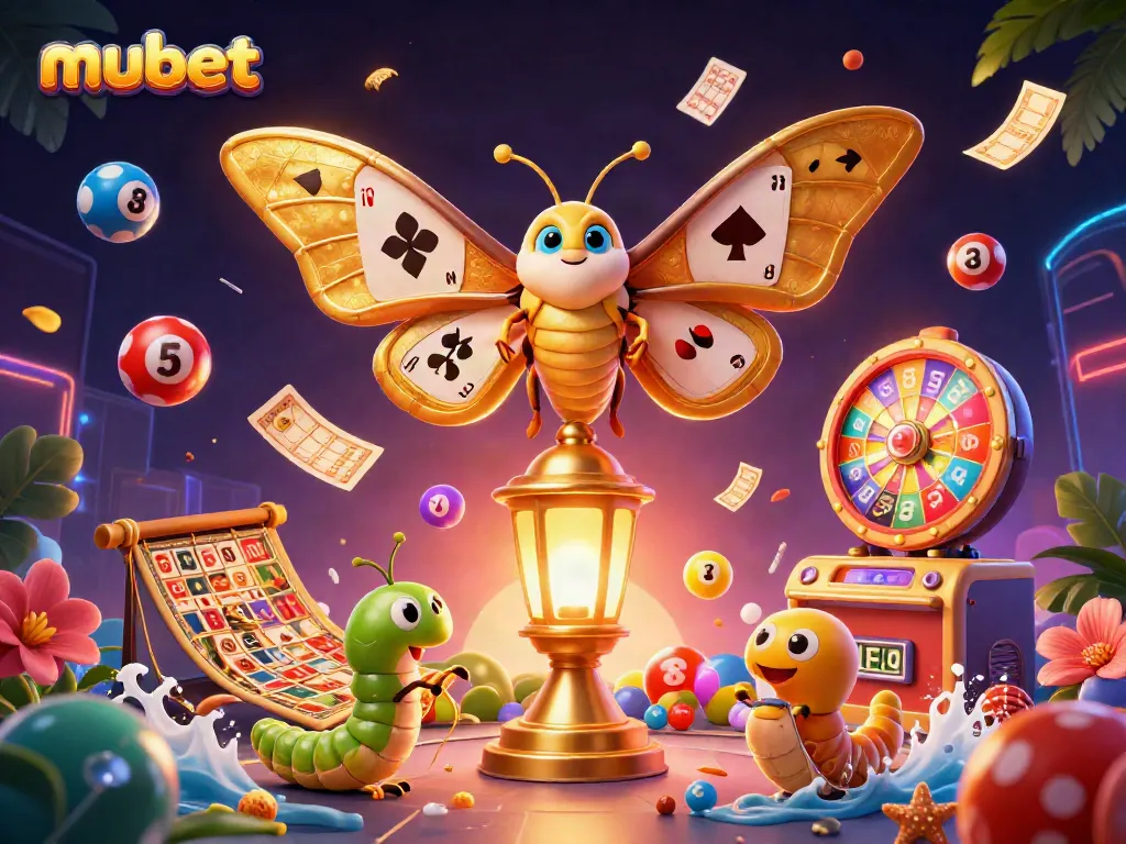 Bet and win with mubet in this dynamic 3D casino illustration showcasing vibrant gaming elements.