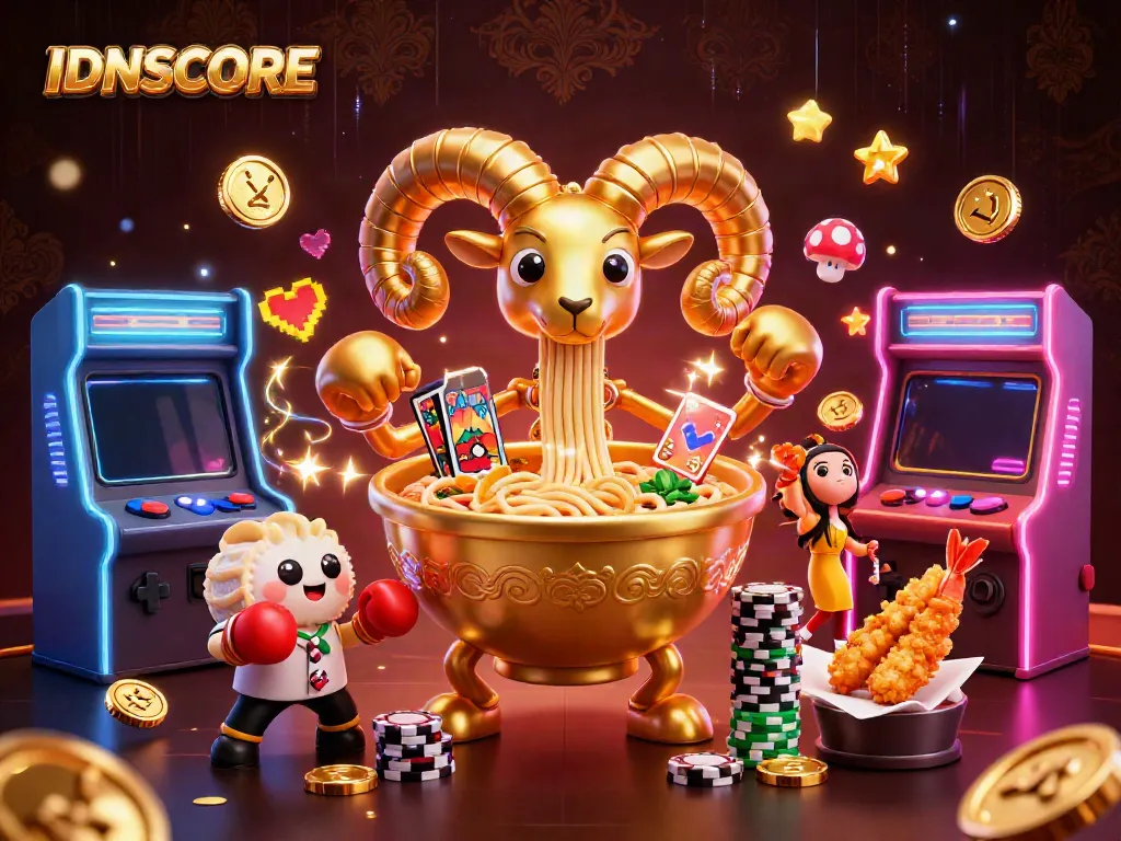 IDNSCORE brings excitement with colorful characters and elements in a dynamic casino scene.