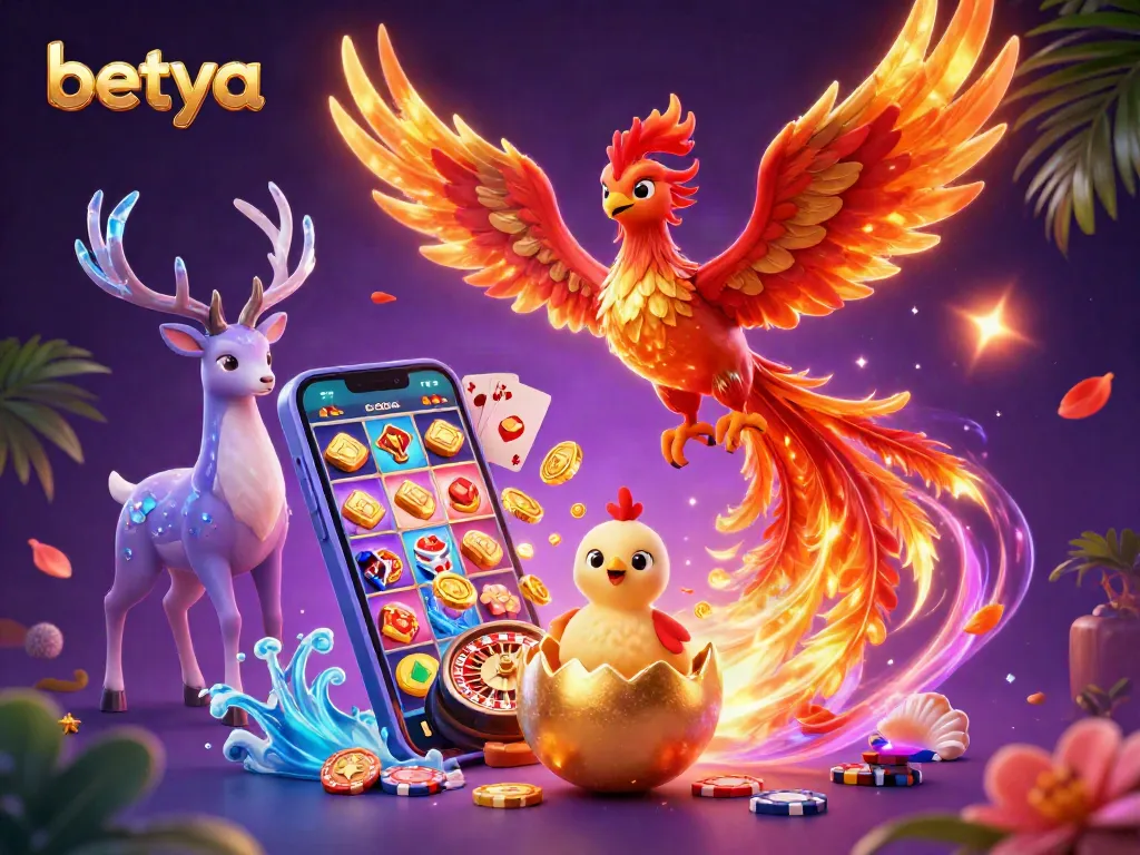 Engage with betya's exciting sports betting scene featuring a phoenix and casino elements.