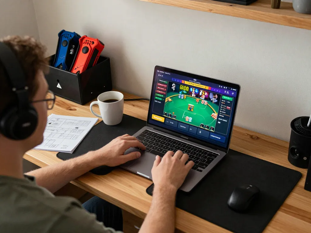 Engaging online poker session on 88betcom with player analyzing strategy notes