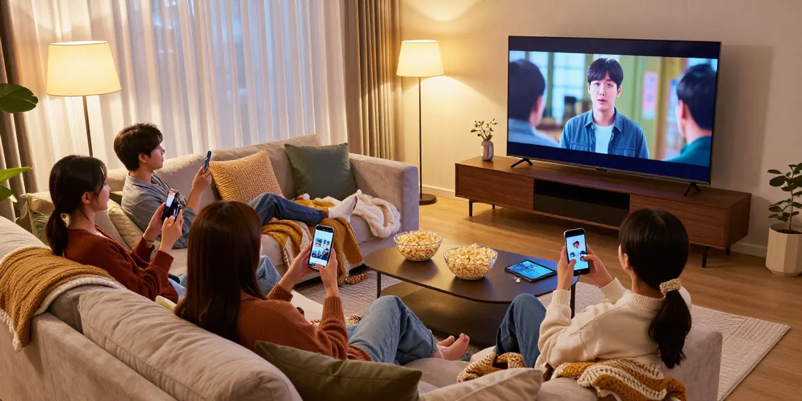 Nonton bokep korea movie night with friends enjoying a cozy atmosphere