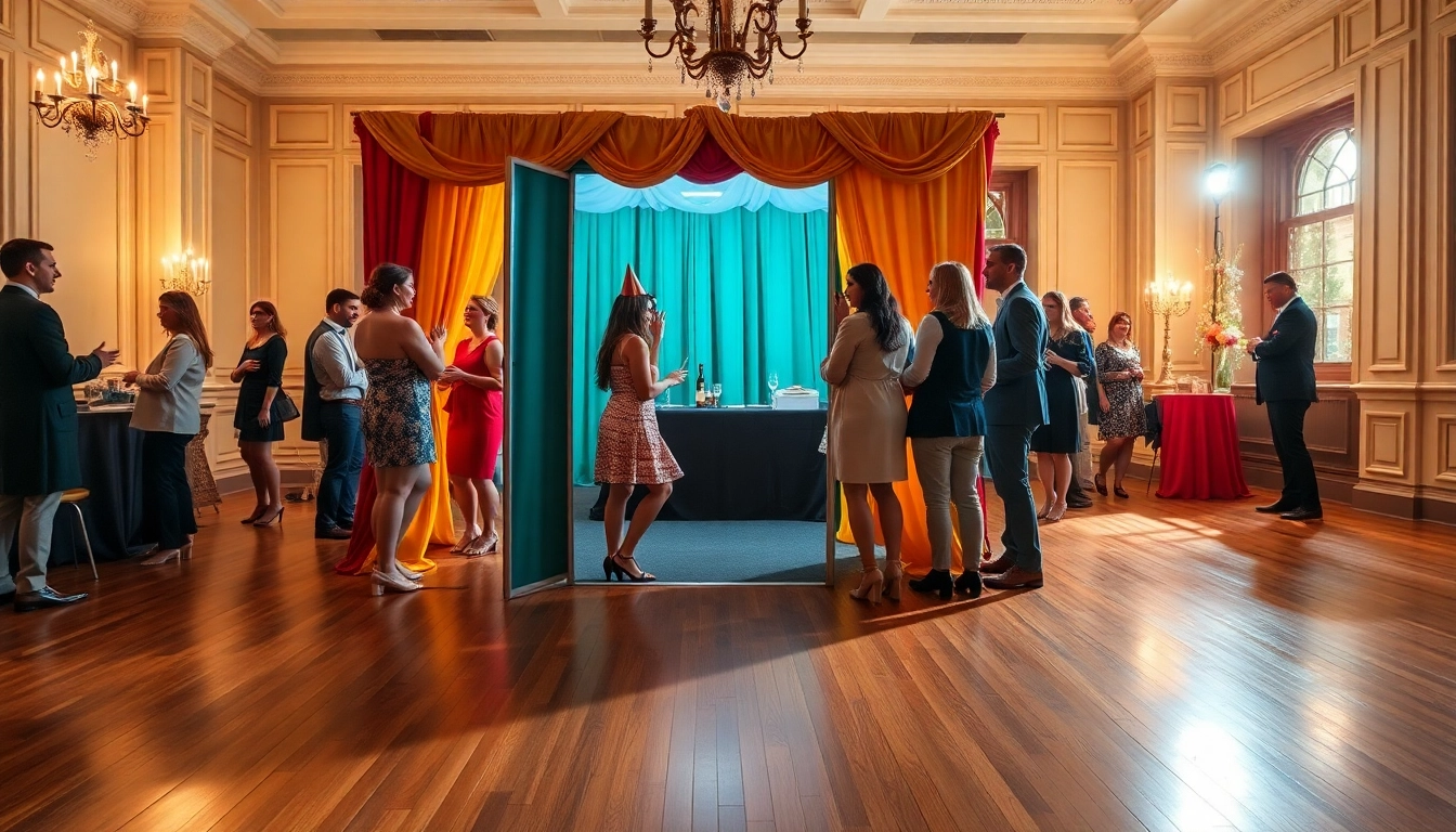 Enjoy a photo booth rental chicago with guests having fun in a vibrant, decorated setting.