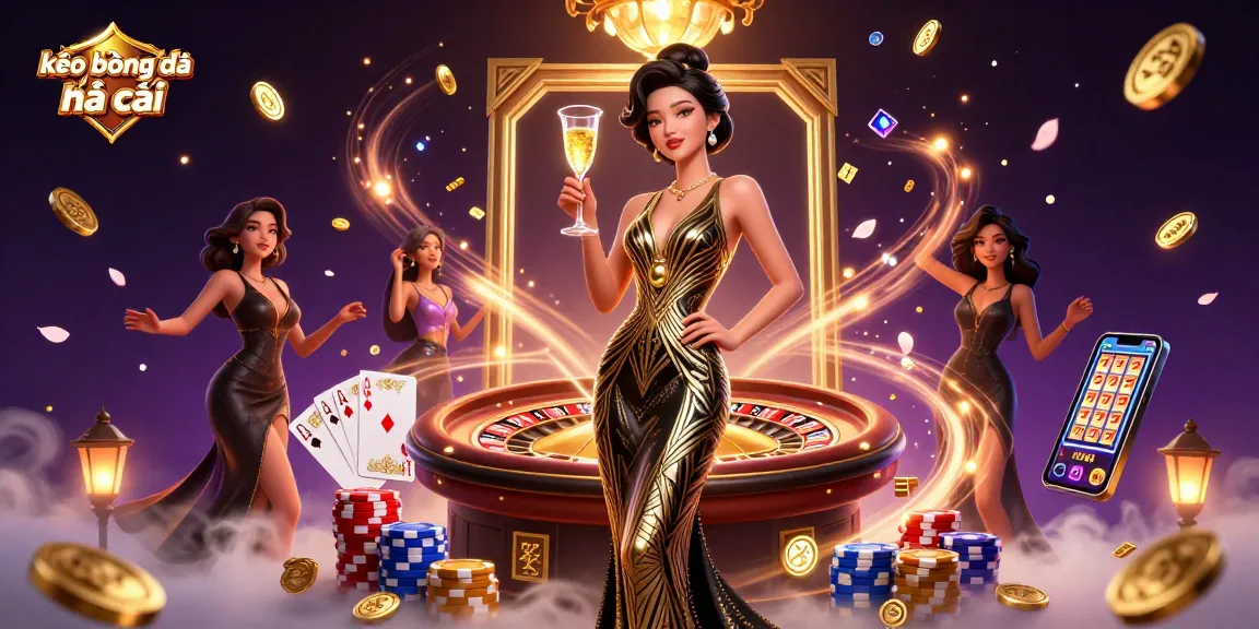 Engage in kèo bóng đá nhà cái with an elegant scene showcasing dynamic casino elements, glamour, and excitement.